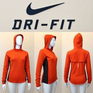 Nike Dri-FIT Running Reflective Zip Hoodie Jacket in Vibrant Orange - Size Small